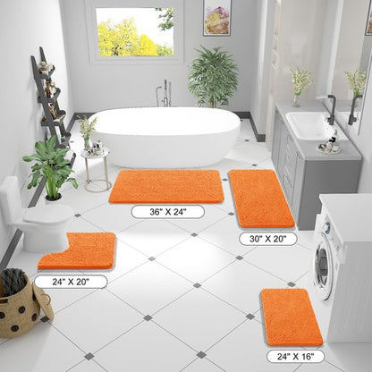 OLANLY Bathroom Rugs 70x24, Extra Soft Absorbent Chenille Bath Rugs, Rubber Backing Quick Dry, Machine Washable Bath Mats for Bathroom Floor, Tub and Shower, Home Decor Accessories, Orange