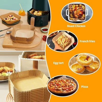 Air Fryer Liners - 150 Pcs Disposable Parchment Paper | 8" Square Non-Stick Baking & Roasting
