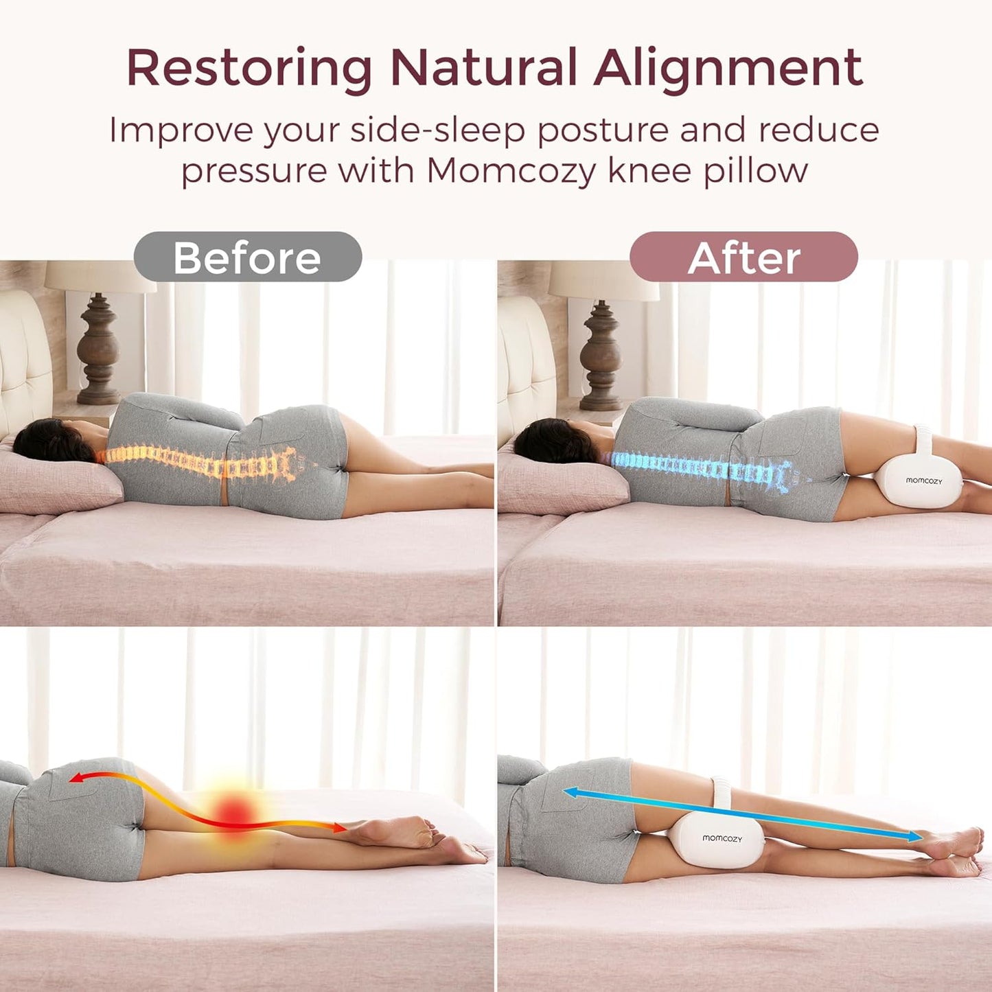 Momcozy Pregnancy Pillow - Comfortable Knee Support for Side Sleepers | Ideal for Expecting Mothers