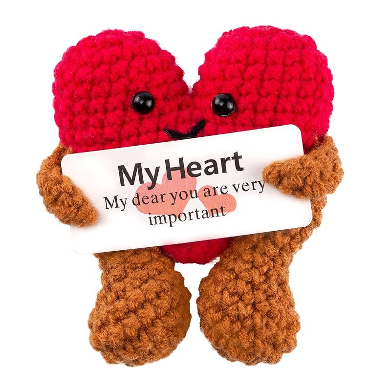 Mini Crochet Positive Love Heart - Knitted Pocket Hug Gift