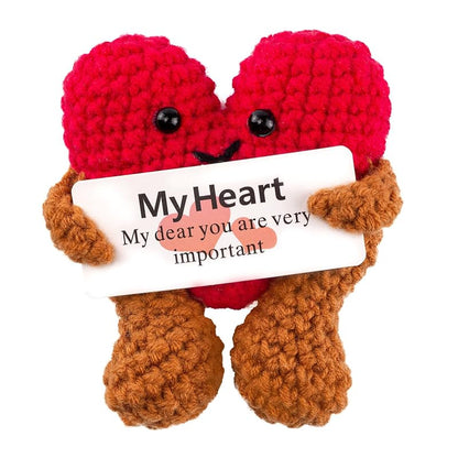Mini Crochet Positive Love Heart - Knitted Pocket Hug Gift