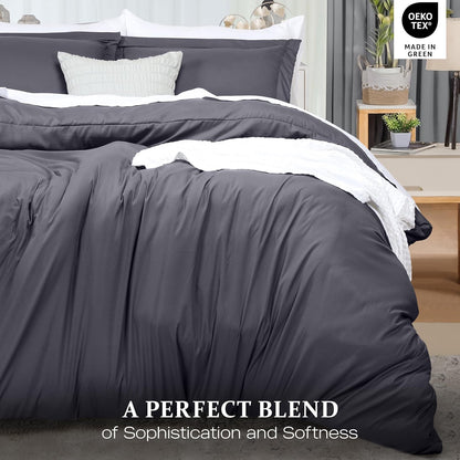 Utopia Bedding Duvet Cover Set - Queen Size 3-Piece with Zipper Closure | Grey 90x90 Inches & 2 Pillow Shams