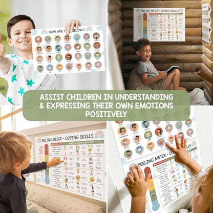 Feelings Chart for Kids | Coping Skills Emotions Poster - Calm Down Corner Decor for Mental Health