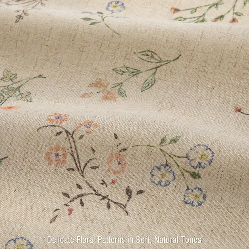 XOGUIBO Floral Farmhouse Vintage Linen Shower Curtain, French Country Spring Shower Curtains for Bathroom, 72Wx72H