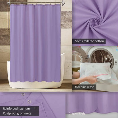 ALYVIA SPRING Lavender Purple Fabric Shower Curtain Liner Waterproof - Soft & Light-Weight Cloth Shower Liner with 3 Magnets, Hotel Quality & Machine Washable - Standard Size 72x72, Lavender