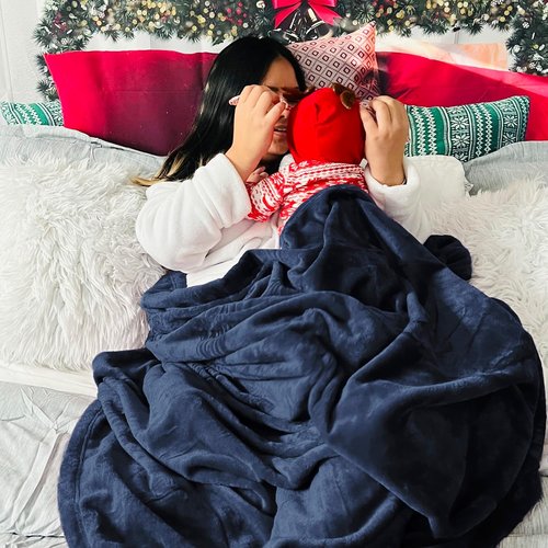 Bedsure GentleSoft Throw Blanket - Cozy Navy Blue Fleece for Home Decor | 50x60 Inches, 300GSM