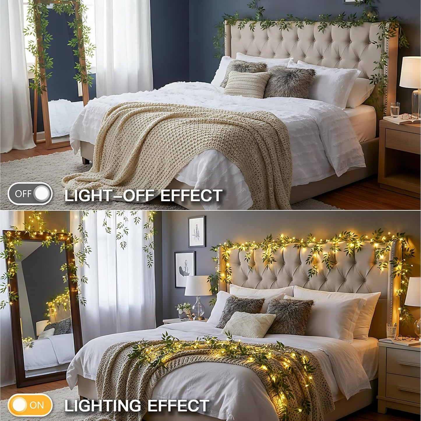 Suddus Willow Vine Fairy Lights - 12ft 40 LED Battery Operated String Lights with Remote | Warm White Decor for Bedroom, Garden, Party, Wedding