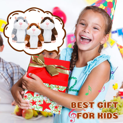 Skiennix Talking Hamster Plush Toy - Interactive Repeats What You Say | 3 Pcs Set for Kids' Gifts
