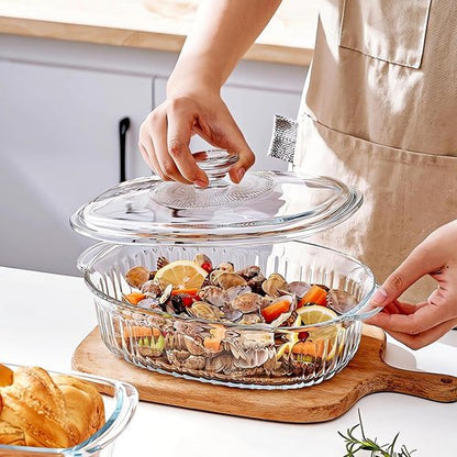 MCIRCO Glass Casserole Baking Dish Set - 4-Piece with Lids, 1.9 Qt & 3 Qt Sizes