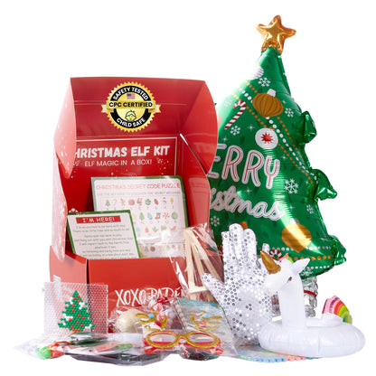 XOXO Parents Elf Kit 24 Days of Christmas 2024 - Includes 24 Days of Christmas Elf Accessories, Elf Props and Activities, Magic Gloves, Elf Notes for a Magical Christmas