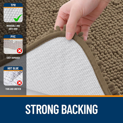 OLANLY Bathroom Runner Rugs - Extra Soft Absorbent Chenille | Quick-Dry, Machine Washable, 44x24, Tan