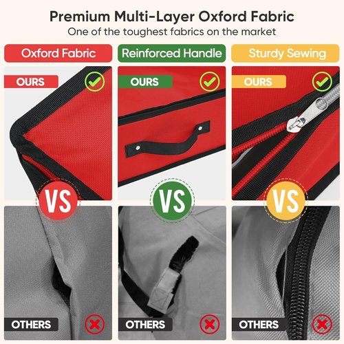 BALEINE Gift Wrap Storage Bag - 40" Durable 600D Oxford Fabric Organizer with Flexible Partitions | Red
