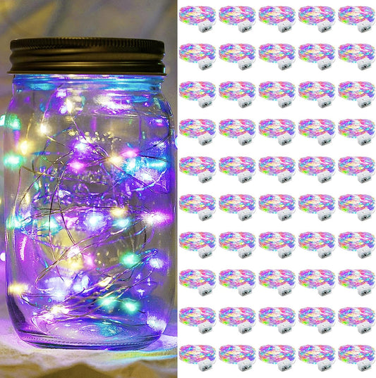 Skiennix 50 Pack Fairy Lights - 7Ft 20 LED Twinkle String Lights | Battery Operated & Waterproof for Parties, Weddings, and Decor