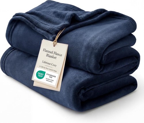 Bedsure GentleSoft Fleece Bed Blanket - Soft, Lightweight, Plush Navy Luxury Microfiber | Full Size 84x90 Inches