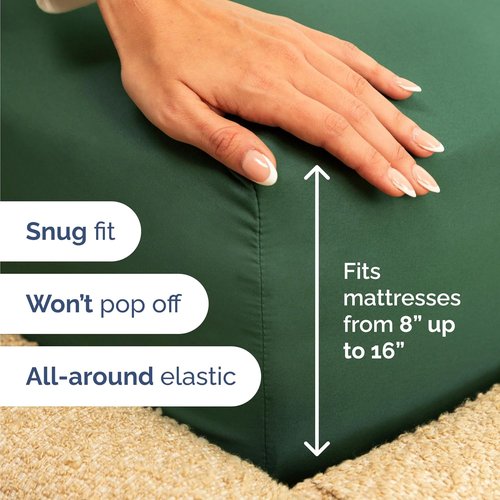 Comfy Twin Size 3-Piece Sheet Set by [Brand Name] - Breathable, Cooling Hotel Luxury Bedding - Deep Pockets, Soft, Wrinkle-Free - Emerald Green