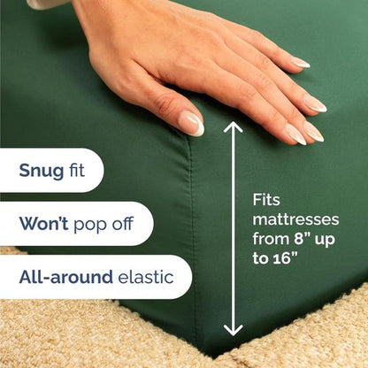 Comfy Twin Size 3-Piece Sheet Set by [Brand Name] - Breathable, Cooling Hotel Luxury Bedding - Deep Pockets, Soft, Wrinkle-Free - Emerald Green