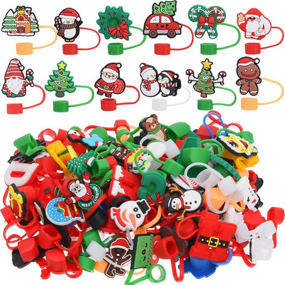 Honeydak Christmas 72 Pcs Straw Toppers for 30/40 oz Tumblers – Variation: Christmas