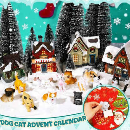 Bbiamsleep Christmas Advent Calendar - 24 Mini Cat & Dog Figurines for Festive Countdown | Holiday Home Decor