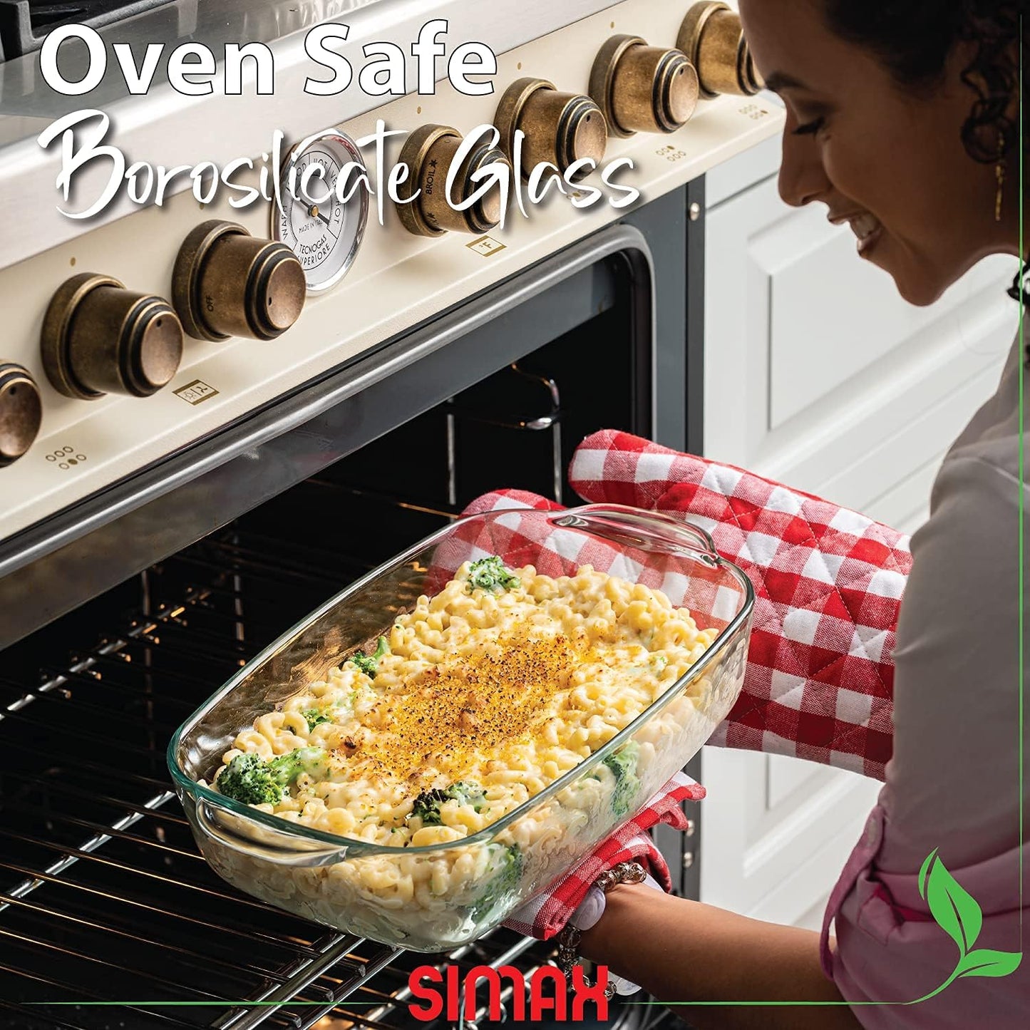 Simax Glass Casserole Dish - Clear Round Baking Dish with Lid & Handles | 3 Quart Capacity, Oven Safe