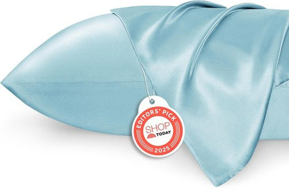 Bedsure Satin Pillowcase - Luxurious Silk-Like Comfort | Standard Size Aqua, 20x26 Inches, 2-Pack