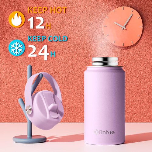 Fimibuke Kids Insulated Water Bottle - 14oz BPA-Free Stainless Steel Travel Tumbler | Leak-Proof Design, Macaron Colors (2 Pack)