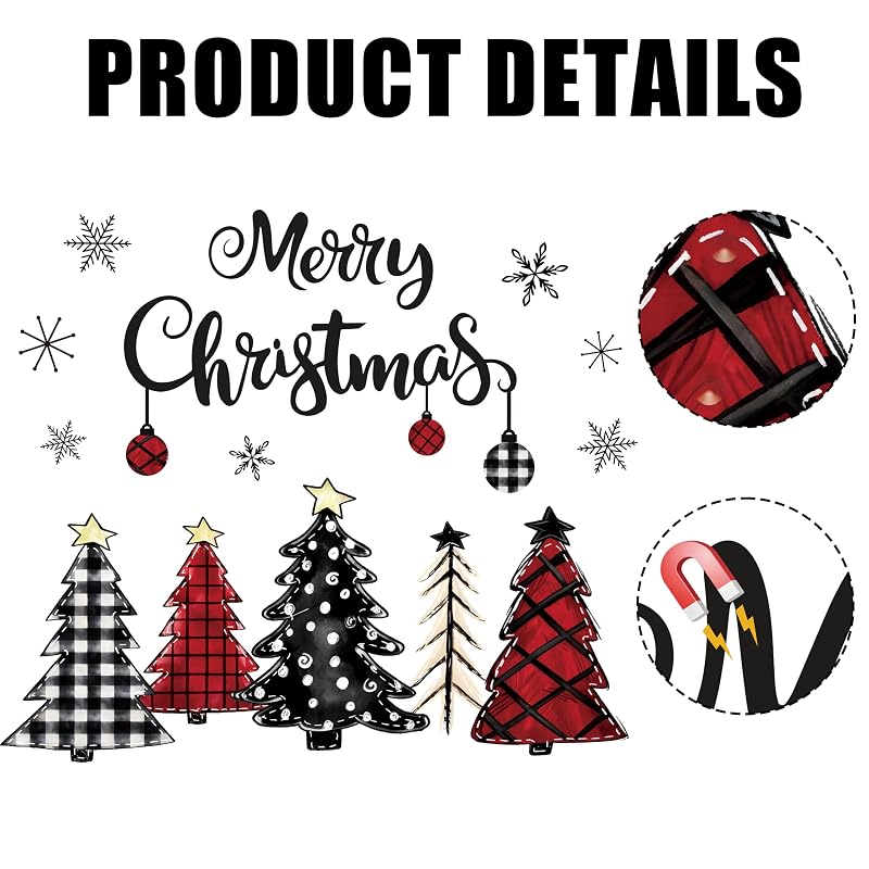 Plaid Christmas Dishwasher Magnets, 20Pcs - Watercolor Tree & Snowflake Set (Variation: Plaid Christmas Tree)