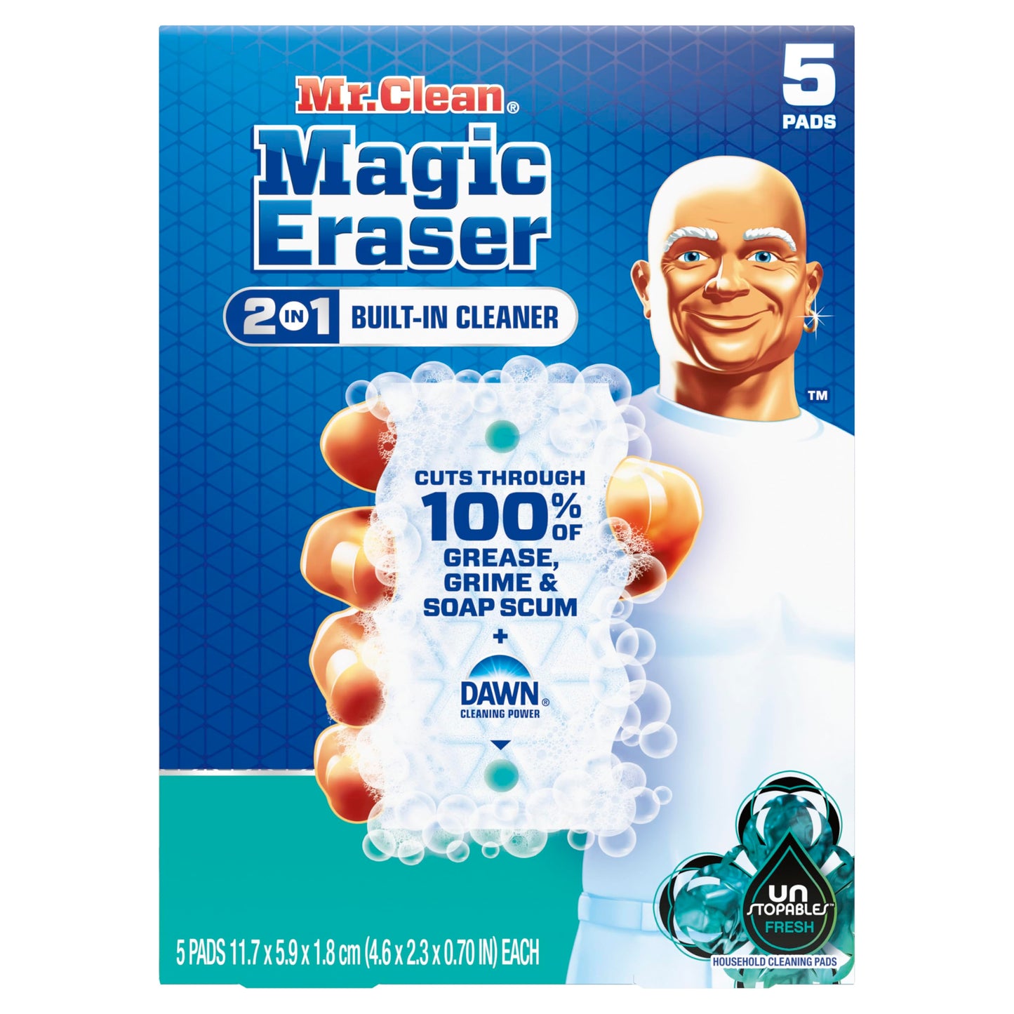 Mr. Clean Magic Eraser Foaming Sponge, All Purpose Cleaner, Dawn Cleaning Power, Wall, Sneaker, Oven Cleaner, Kitchen, Bathroom, Shower Cleaning Supplies, Scrubber, Ultra Foamy, 5ct