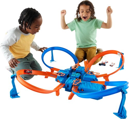 Hot Wheels Track Set - Motorized Booster with 4 Intersections for Epic Crashing Fun | 1:64 Scale Toy Car