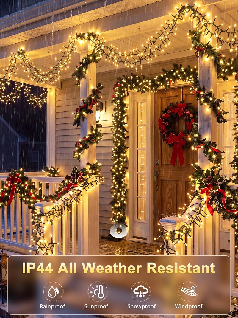 BrightChristmas 99FT 1500LED Cluster Lights with Remote – Warm White (Variation: 1500 LED)