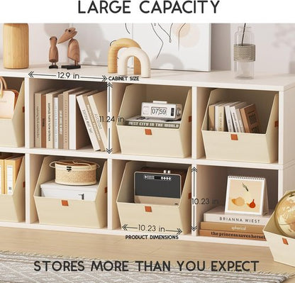 Homsorout Fabric Closet Storage Cubes - 6 Pack Square Bins with Dual Handles for Organizing Small Spaces | Beige