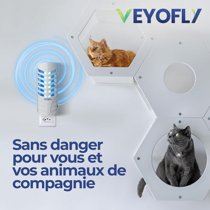 VEYOFLY Fruit Fly Trap Indoor (1 Device + 3 Refills), Gnat Catcher, Plug-in Light Insect Trap for House, Bug Killer
