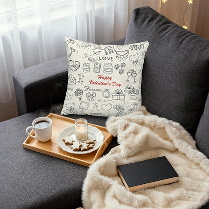 Valentine 18x18 Pillow Cover - Flannelette Heart XOXO Decorative Throw Pillow Case, Color 05