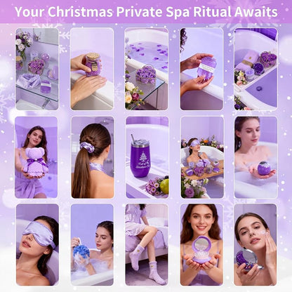 Lavender Spa Advent Calendar 2026 for Women – Purple Countdown Gift Set with Bath Accessories