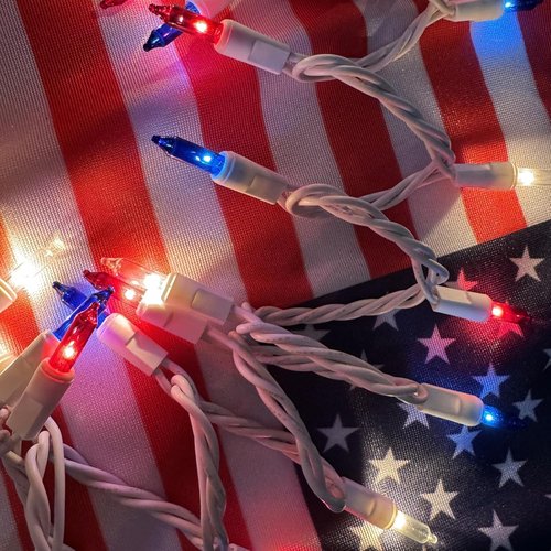 HISHINY Mini String Lights - 100 Count Red, White & Blue Patriotic Decorations | 21 Feet for Indoor/Outdoor Use