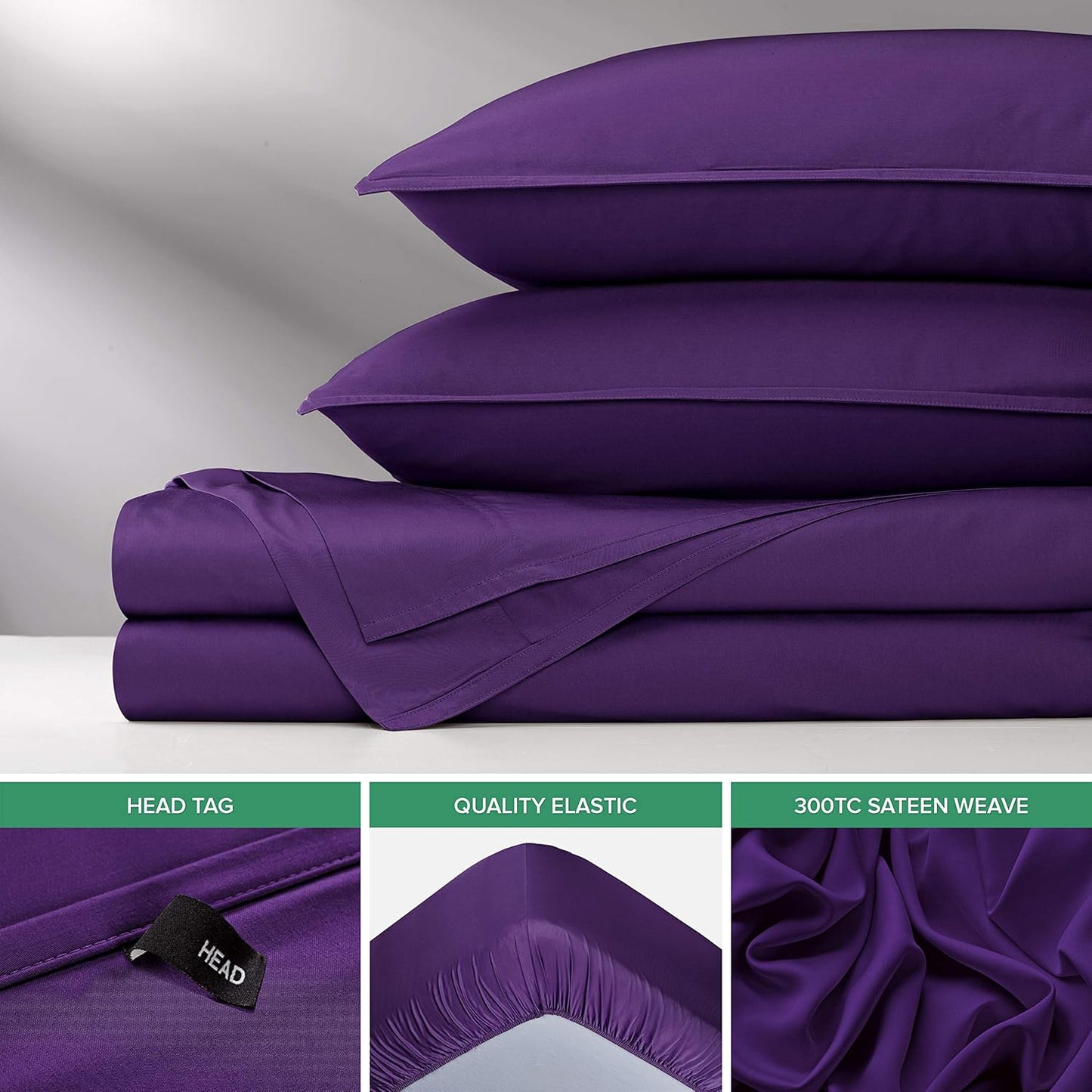 Pure Bamboo Twin Sheets - 100% Organic Viscose Bed Sheet Set | Luxuriously Soft & Cooling, Purple