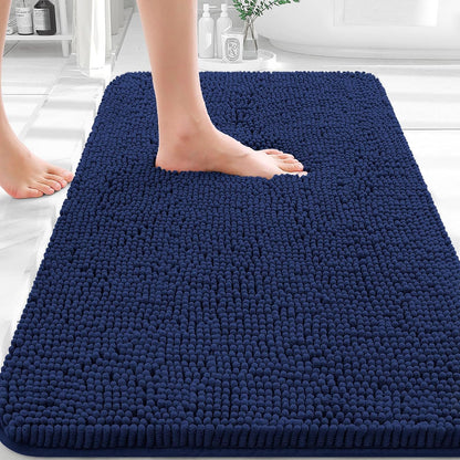 OLANLY Bathroom Rugs - Extra Soft Chenille Bath Mats with Rubber Backing | 30x20, Quick Dry, Twilight Sapphire