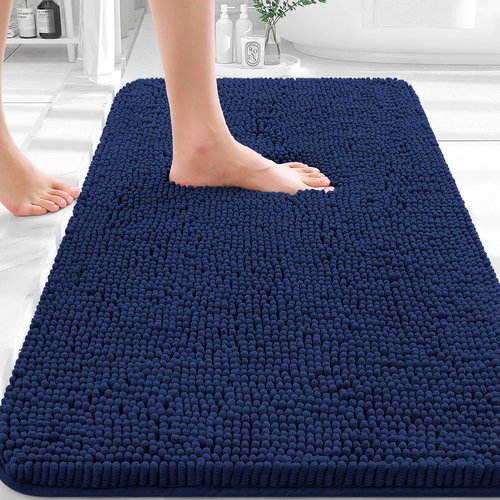 OLANLY Bathroom Rugs 30x20, Extra Soft Absorbent Chenille Bath Rugs, Rubber Backing Quick Dry, Machine Washable Bath Mats for Bathroom Floor, Tub and Shower, Home Decor Accessories, Twilight Sapphire