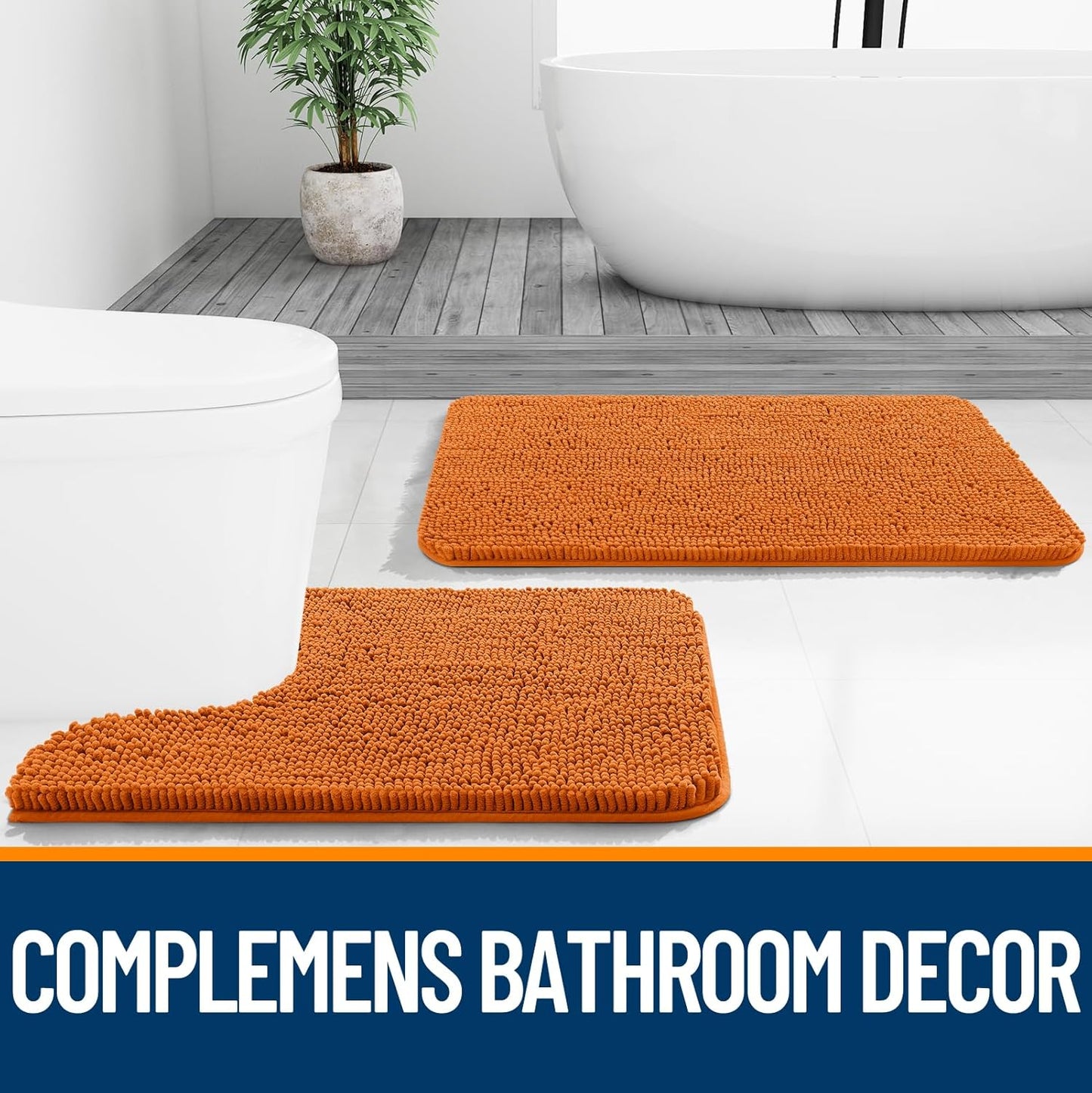 OLANLY Bathroom Rugs - Extra Soft Absorbent Chenille Bath Mats | 36x24, Quick Dry, Machine Washable, Clay