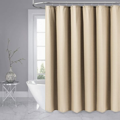 Dynamene Stall Fabric Shower Curtain - 54x78 inch Long Waffle Weave Weighted Thick Cloth Shower Curtains for Bathroom,Neutral Heavy Duty Hotel Spa Luxury Bath Curtain Set with 10 Hooks, Beige/Khaki