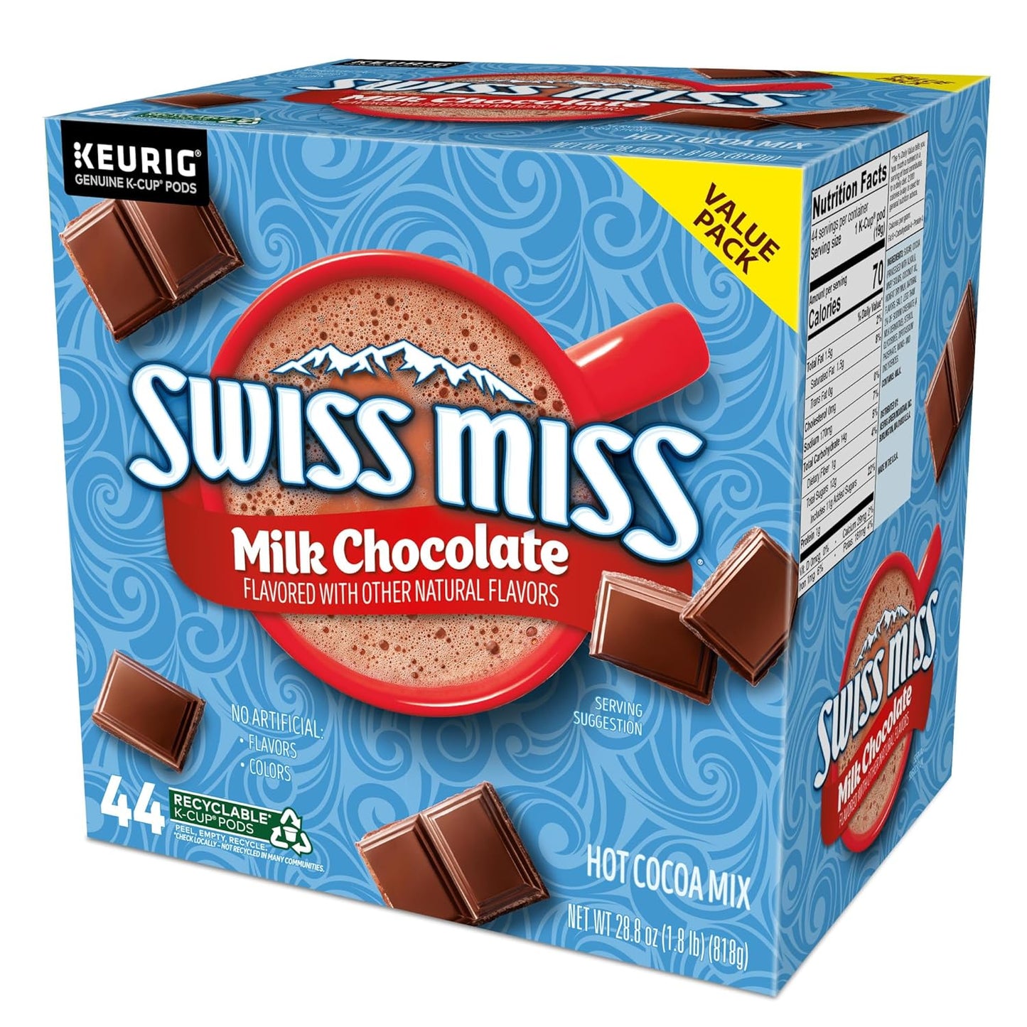 Swiss Miss Hot Cocoa K-Cup Pods - Rich Milk Chocolate Flavor | 44 Single-Serve Pods