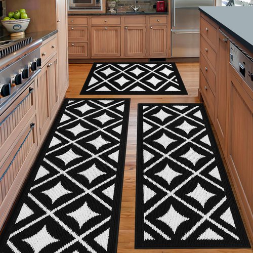 Kitchen Rugs Sets of 3,Non Slip Kitchen Rug Sets 3 Piece,Washable Kitchen Mats for Floor,Farmhouse Soft Kitchen Rug Set,Thick Kitchen Floor Mat Carpet Runner Rugs for Hallway Laundry Room