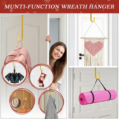 Metal Wreath Hanger 12" - Heavy Duty Over-the-Door Hook for Seasonal Decor | Gold Finish