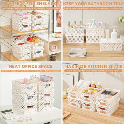 Skiennix 10-Pack Stackable Plastic Storage Bins with Lids - Versatile Organizers for Home & Craft Rooms