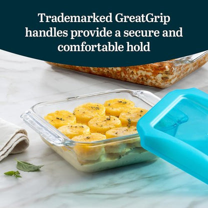 Libbey Premium Glass Baking Dish Set - 2 Stackable Casserole Dishes with Lids | Ideal for Lasagna & Brownies