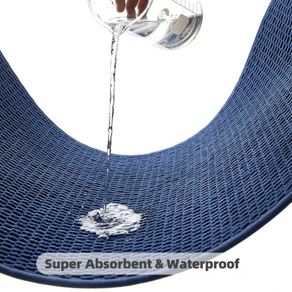 TYUU Bathroom Rugs Non Slip Washable, Super Absorbent Thin Bath Mat Small Quick Dry Low Pile Bathroom Rug, Navy Blue 16"x24"
