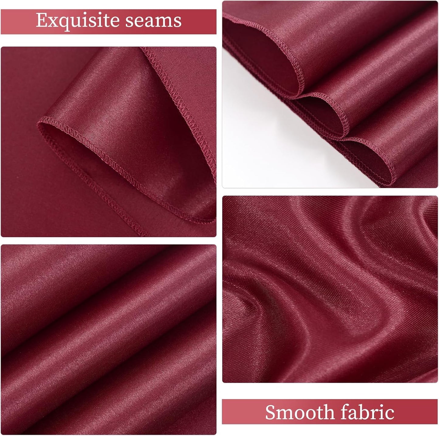 Skiennix 100 PCS Satin Chair Sashes - Burgundy Decorative Ribbon Ties for Weddings & Events | 7 x 108 Inch