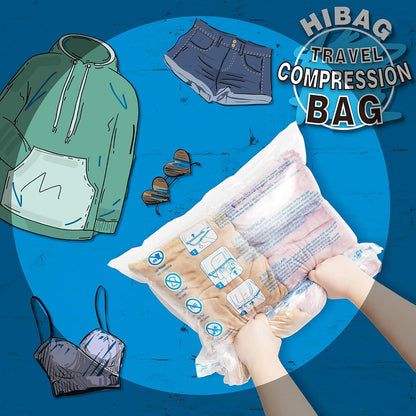 Skiennix Compression Bags - Space Saver Vacuum Packing for Travel Essentials | 12-Pack