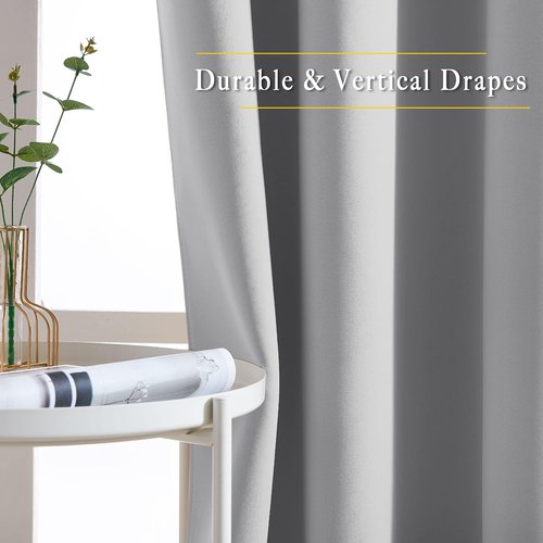 NICETOWN Blackout Silver Grey Living Room Curtains - Grommet Solid Thermal Insulated Sound Reducing Room Darkening Privacy Doorway Curtains for Bedroom (2 Panels, W52 x L78)