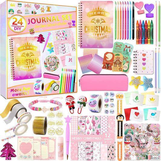 Advent Calendar 2025 - 24-Day DIY Journal Kit for Tween & Teen Girls | Scrapbook & Stationery Set