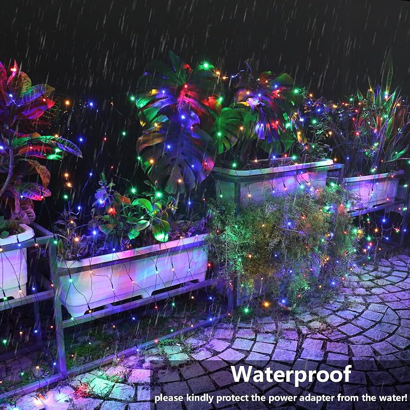 2Pack 4ft x 6ft Solar Net Lights Christmas String Lights, Multicolor